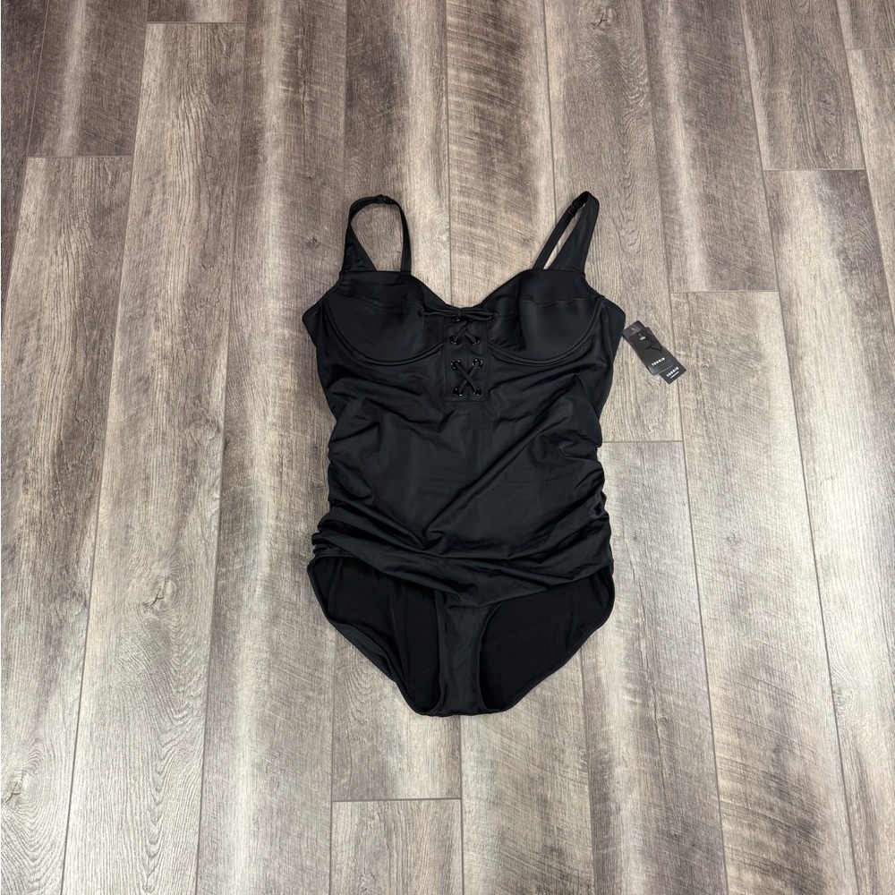 Torrid Black‎ Lace Up One Piece Swimsuit